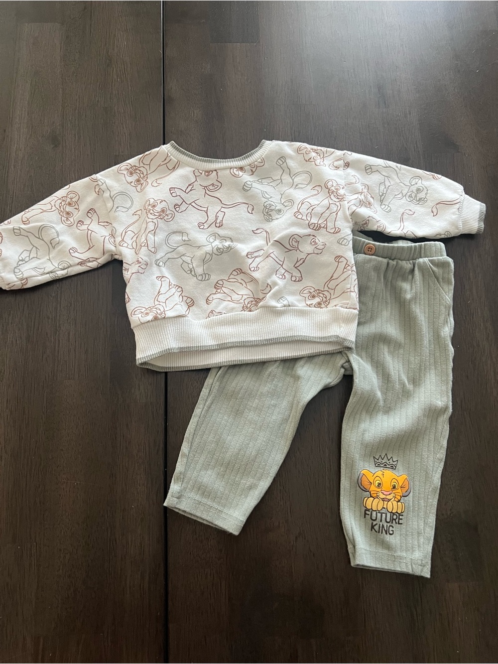 Disney Cream Baby Top with Brown Sketch Lion Print
